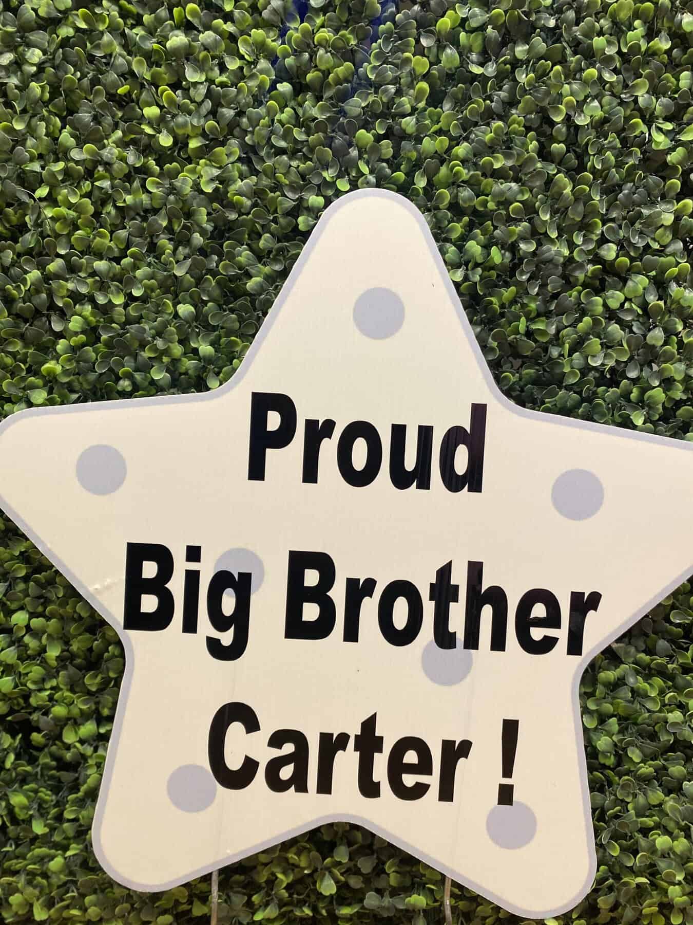 Joyful Storks Big Brother Star Keepsake add-on with a star-shaped design and personalized engraving for new big brothers.