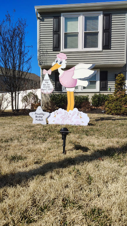 Joyful Storks Big Brother Star Keepsake added to a stork figurine, featuring a star ornament for celebrating new big brother.